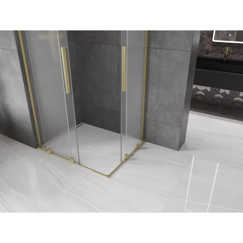 Mexen Velar L Duo kabina prysznicowa rozsuwana 100 x 90 cm, szron, złota szczotkowana - 871-100-090-02-33-55
