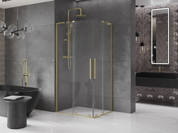 Mexen Velar L Duo kabina prysznicowa rozsuwana 90 x 80 cm, transparent, złota szczotkowana - 871-090-080-02-03-55