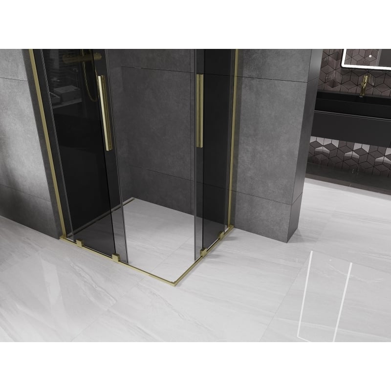Mexen Velar L Duo kabina prysznicowa rozsuwana 100 x 90 cm, grafit, złota szczotkowana - 871-100-090-02-43-55