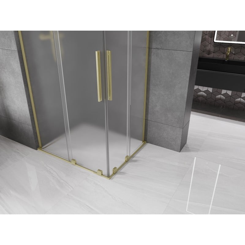 Mexen Velar L Duo kabina prysznicowa rozsuwana 100 x 90 cm, szron, złota szczotkowana - 871-100-090-02-33-55