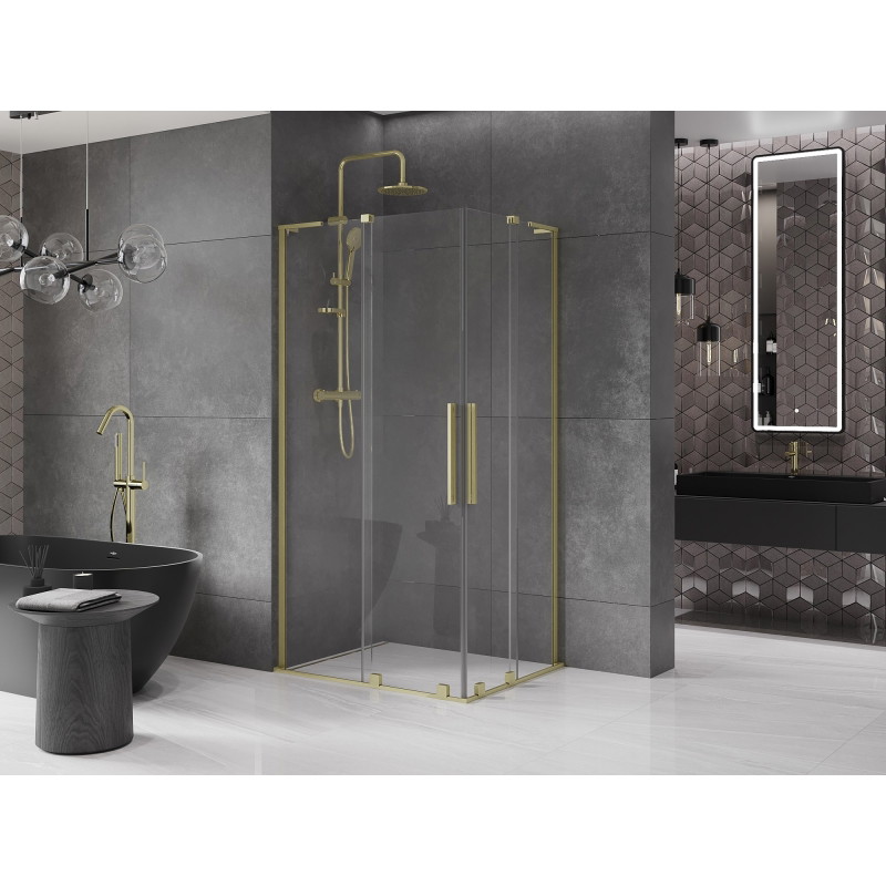 Mexen Velar L Duo kabina prysznicowa rozsuwana 100 x 90 cm, transparent, złota szczotkowana - 871-100-090-02-03-55