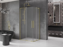Mexen Velar L Duo kabina prysznicowa rozsuwana 100 x 90 cm, szron, złota szczotkowana - 871-100-090-02-33-55