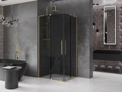 Mexen Velar L Duo kabina prysznicowa rozsuwana 100 x 90 cm, grafit, złota szczotkowana - 871-100-090-02-43-55