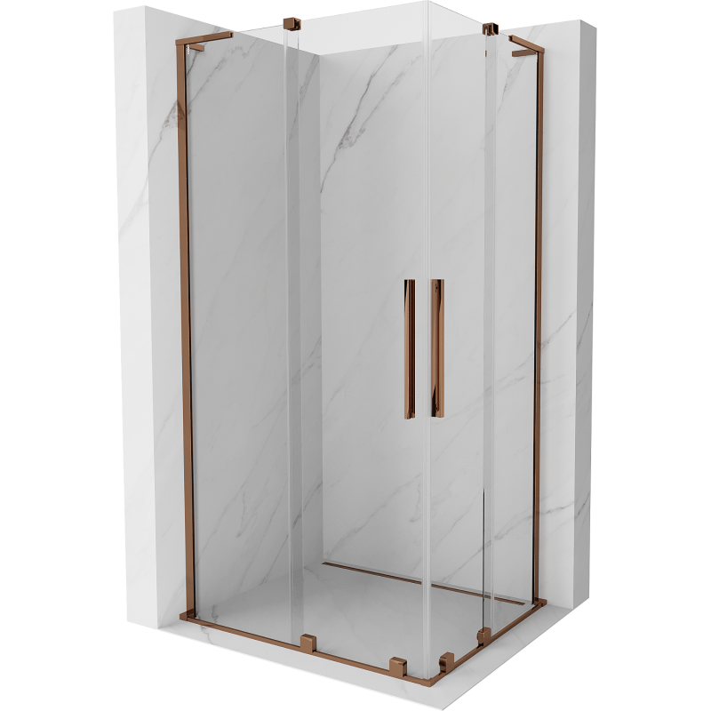 Mexen Velar L Duo kabina prysznicowa rozsuwana 90 x 80 cm, transparent, różowe złoto - 871-090-080-02-03-60