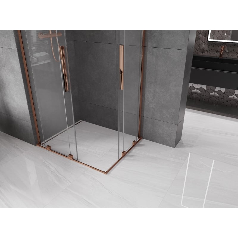 Mexen Velar L Duo kabina prysznicowa rozsuwana 100 x 90 cm, transparent, różowe złoto - 871-100-090-02-03-60