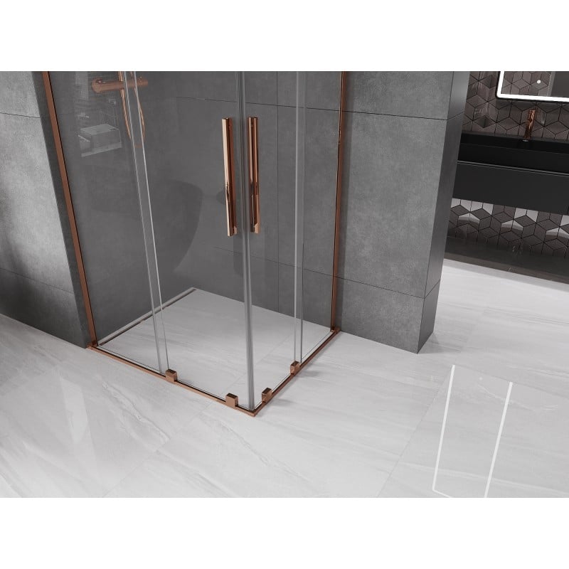 Mexen Velar L Duo kabina prysznicowa rozsuwana 90 x 80 cm, transparent, różowe złoto - 871-090-080-02-03-60