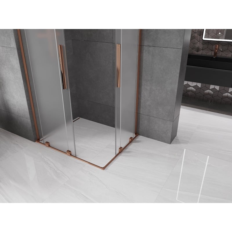 Mexen Velar L Duo kabina prysznicowa rozsuwana 90 x 80 cm, szron, różowe złoto - 871-090-080-02-33-60