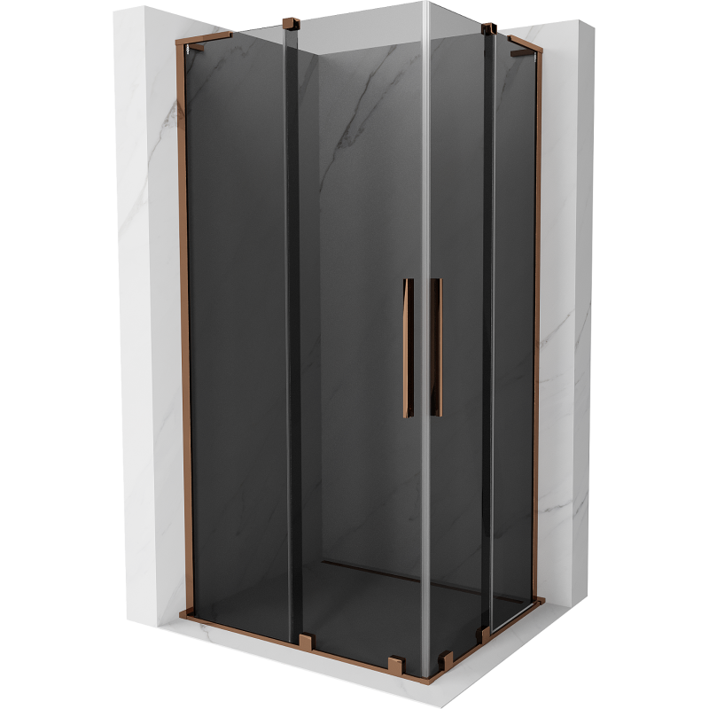 Mexen Velar L Duo kabina prysznicowa rozsuwana 90 x 80 cm, grafit, różowe złoto - 871-090-080-02-43-60