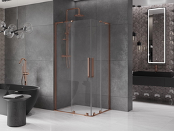 Mexen Velar L Duo kabina prysznicowa rozsuwana 90 x 80 cm, transparent, różowe złoto - 871-090-080-02-03-60