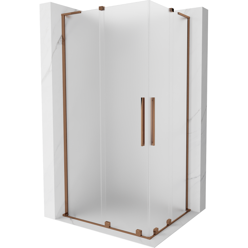 Mexen Velar L Duo kabina prysznicowa rozsuwana 100 x 90 cm, szron, różowe złoto - 871-100-090-02-33-60