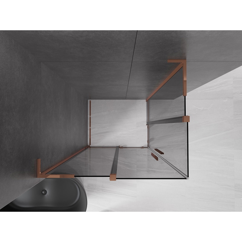 Mexen Velar L Duo kabina prysznicowa rozsuwana 90 x 80 cm, grafit, różowe złoto - 871-090-080-02-43-60