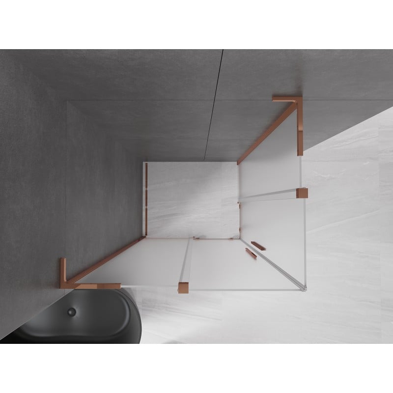 Mexen Velar L Duo kabina prysznicowa rozsuwana 90 x 80 cm, szron, różowe złoto - 871-090-080-02-33-60