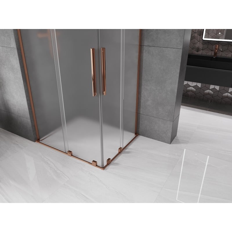 Mexen Velar L Duo kabina prysznicowa rozsuwana 100 x 90 cm, szron, różowe złoto - 871-100-090-02-33-60