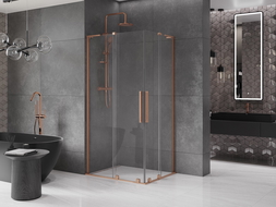 Mexen Velar L Duo kabina prysznicowa rozsuwana 90 x 80 cm, transparent, miedź szczotkowana - 871-090-080-02-03-65