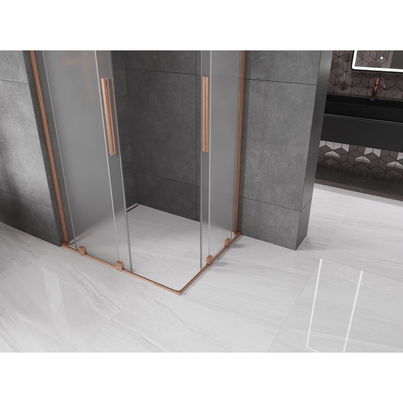 Mexen Velar L Duo kabina prysznicowa rozsuwana 100 x 90 cm, szron, miedź szczotkowana - 871-100-090-02-33-65