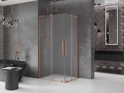 Mexen Velar L Duo kabina prysznicowa rozsuwana 100 x 90 cm, szron, miedź szczotkowana - 871-100-090-02-33-65