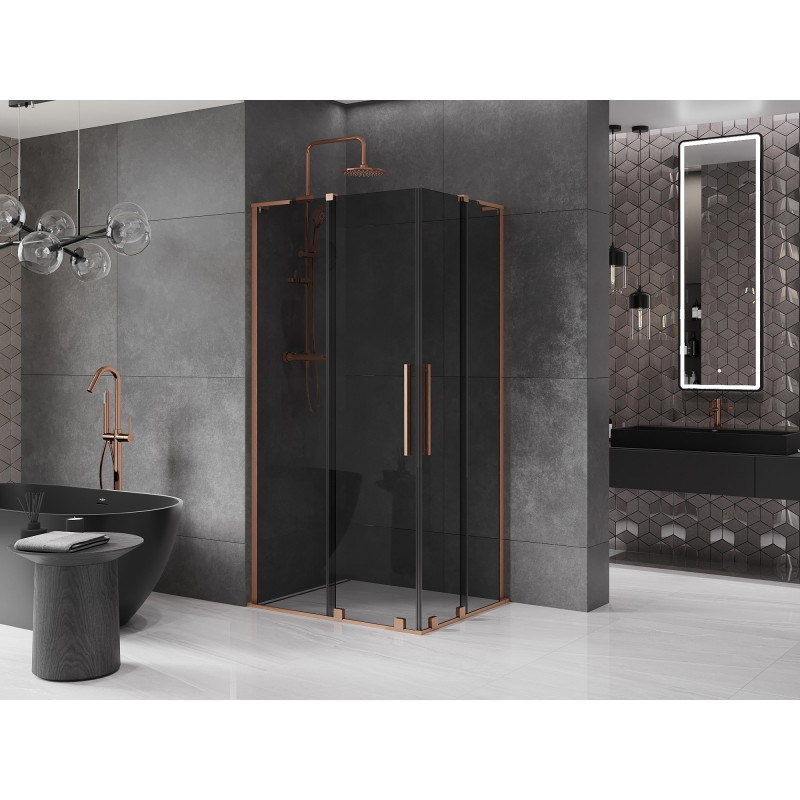 Mexen Velar L Duo kabina prysznicowa rozsuwana 90 x 80 cm, grafit, miedź szczotkowana - 871-090-080-02-43-65