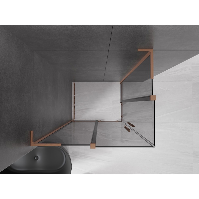 Mexen Velar L Duo kabina prysznicowa rozsuwana 90 x 80 cm, grafit, miedź szczotkowana - 871-090-080-02-43-65