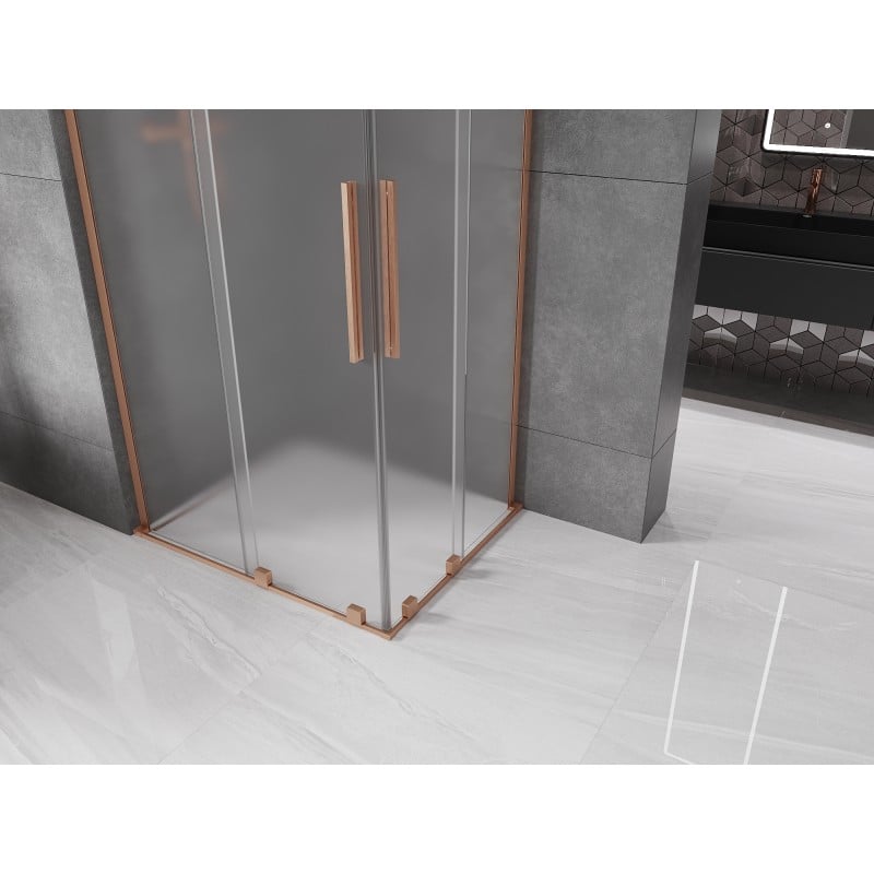 Mexen Velar L Duo kabina prysznicowa rozsuwana 90 x 80 cm, szron, miedź szczotkowana - 871-090-080-02-33-65