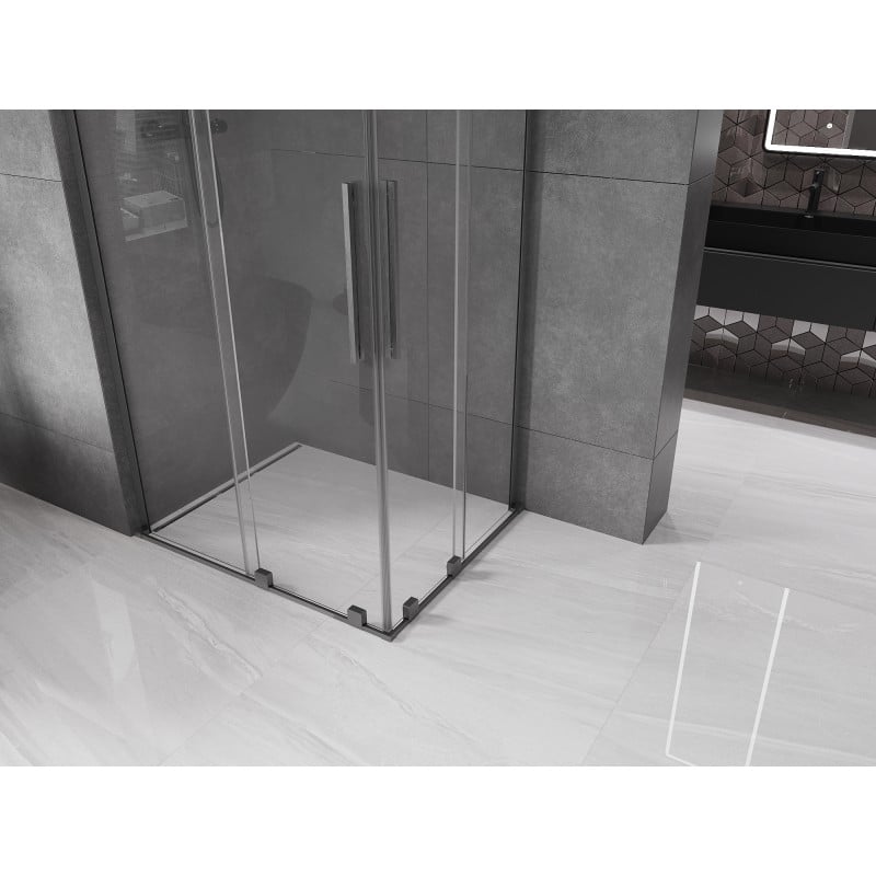 Mexen Velar L Duo kabina prysznicowa rozsuwana 90 x 80 cm, transparent, gun gray szczotkowany - 871-090-080-02-03-66