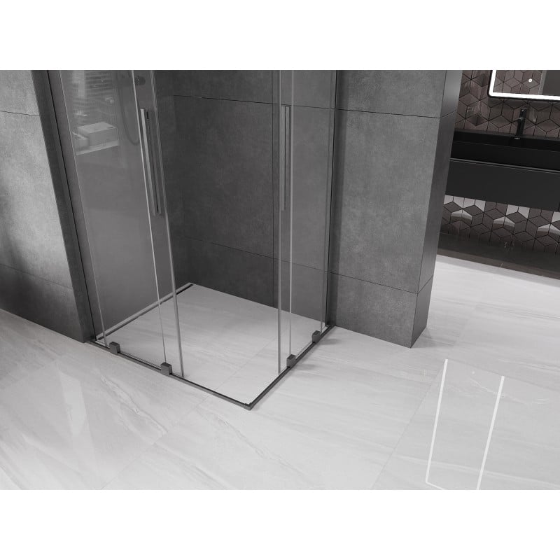 Mexen Velar L Duo kabina prysznicowa rozsuwana 90 x 80 cm, transparent, gun gray szczotkowany - 871-090-080-02-03-66