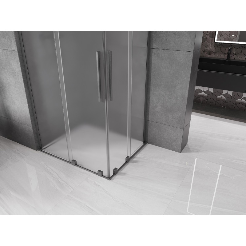 Mexen Velar L Duo kabina prysznicowa rozsuwana 90 x 80 cm, szron, gun gray szczotkowany - 871-090-080-02-33-66