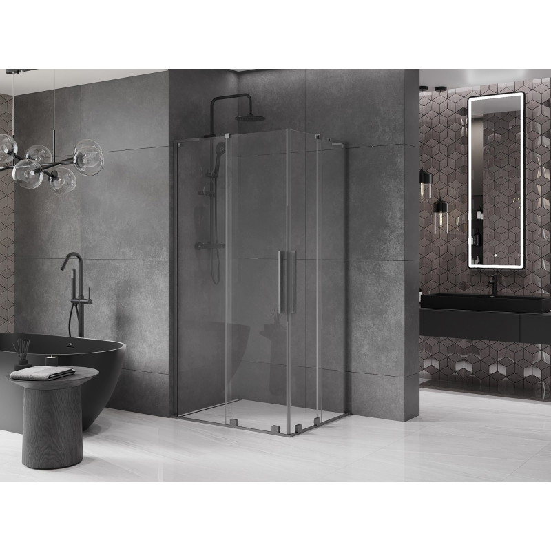 Mexen Velar L Duo kabina prysznicowa rozsuwana 100 x 90 cm, transparent, gun gray szczotkowany - 871-100-090-02-03-66