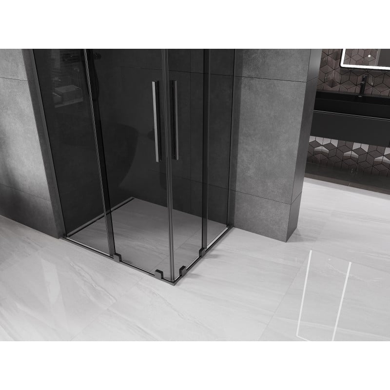 Mexen Velar L Duo kabina prysznicowa rozsuwana 100 x 90 cm, grafit, gun gray szczotkowany - 871-100-090-02-43-66
