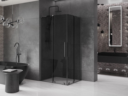 Mexen Velar L Duo kabina prysznicowa rozsuwana 90 x 80 cm, grafit, gun gray szczotkowany - 871-090-080-02-43-66