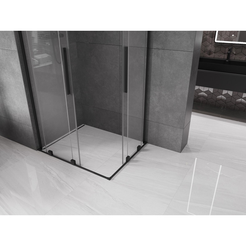 Mexen Velar L Duo kabina prysznicowa rozsuwana 90 x 80 cm, transparent, czarna - 871-090-080-02-03-70