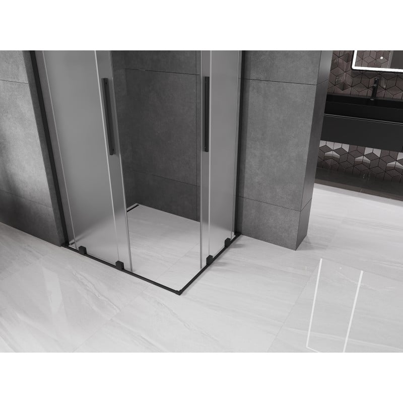 Mexen Velar L Duo kabina prysznicowa rozsuwana 100 x 90 cm, szron, czarna - 871-100-090-02-33-70