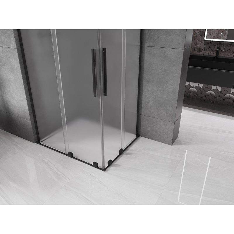 Mexen Velar L Duo kabina prysznicowa rozsuwana 90 x 80 cm, szron, czarna - 871-090-080-02-33-70