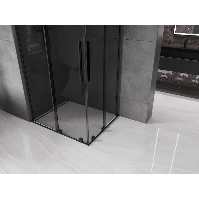 Mexen Velar L Duo kabina prysznicowa rozsuwana 90 x 80 cm, grafit, czarna - 871-090-080-02-43-70