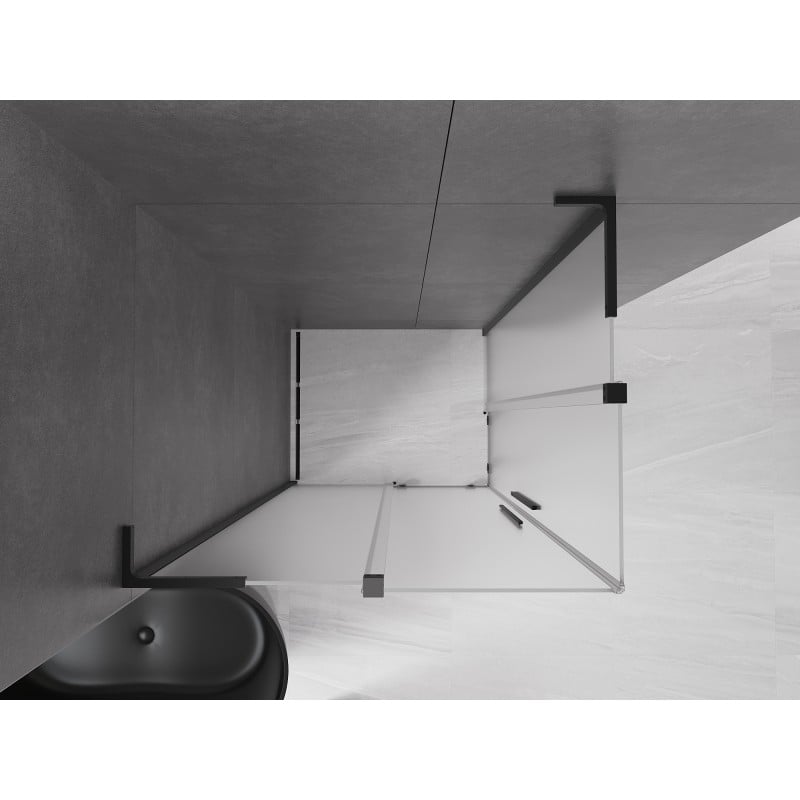Mexen Velar L Duo kabina prysznicowa rozsuwana 90 x 80 cm, szron, czarna - 871-090-080-02-33-70