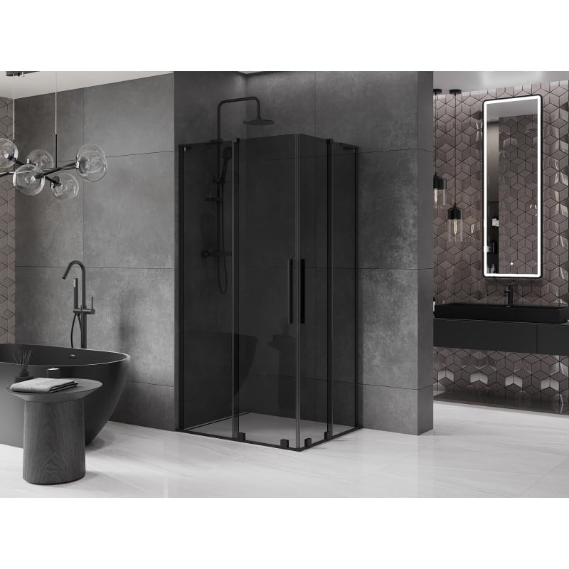 Mexen Velar L Duo kabina prysznicowa rozsuwana 90 x 80 cm, grafit, czarna - 871-090-080-02-43-70