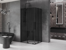 Mexen Velar L Duo kabina prysznicowa rozsuwana 90 x 80 cm, grafit, czarna - 871-090-080-02-43-70