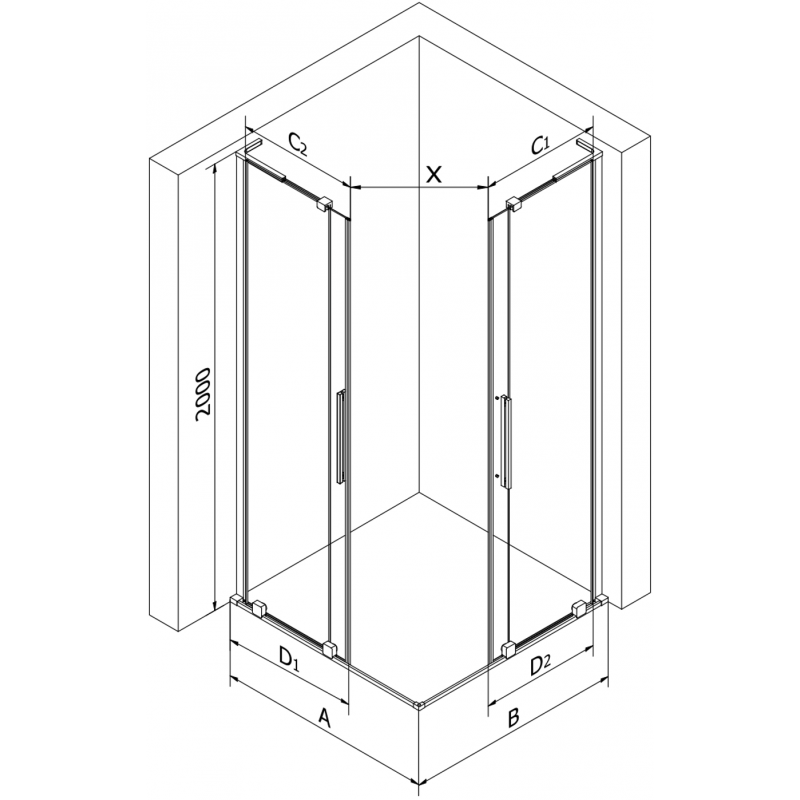 Mexen Velar L Duo kabina prysznicowa rozsuwana 90 x 80 cm, transparent, gun metal - 871-090-080-02-03-95