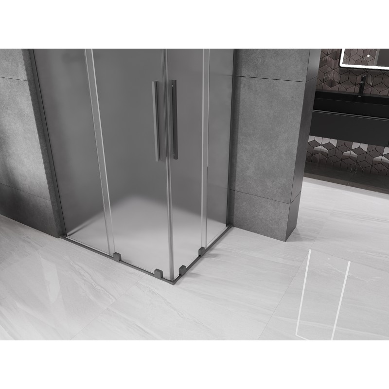 Mexen Velar L Duo kabina prysznicowa rozsuwana 90 x 80 cm, szron, gun metal - 871-090-080-02-33-95