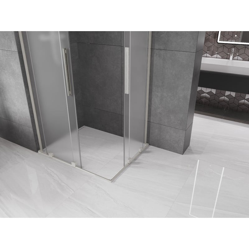 Mexen Velar L Duo kabina prysznicowa rozsuwana 100 x 90 cm, szron, nikiel szczotkowany - 871-100-090-02-33-97