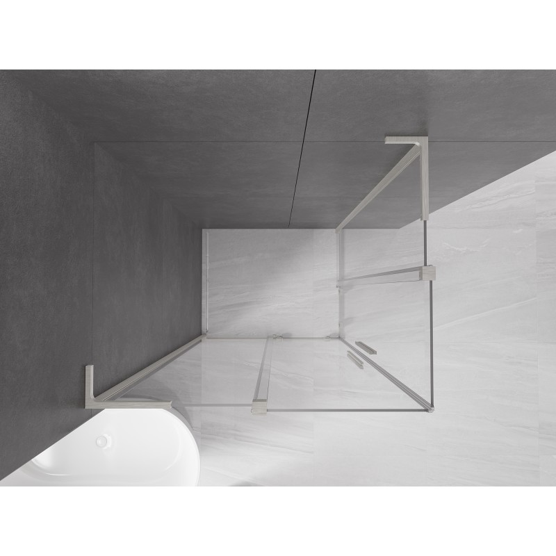 Mexen Velar L Duo kabina prysznicowa rozsuwana 90 x 80 cm, transparent, nikiel szczotkowany - 871-090-080-02-03-97