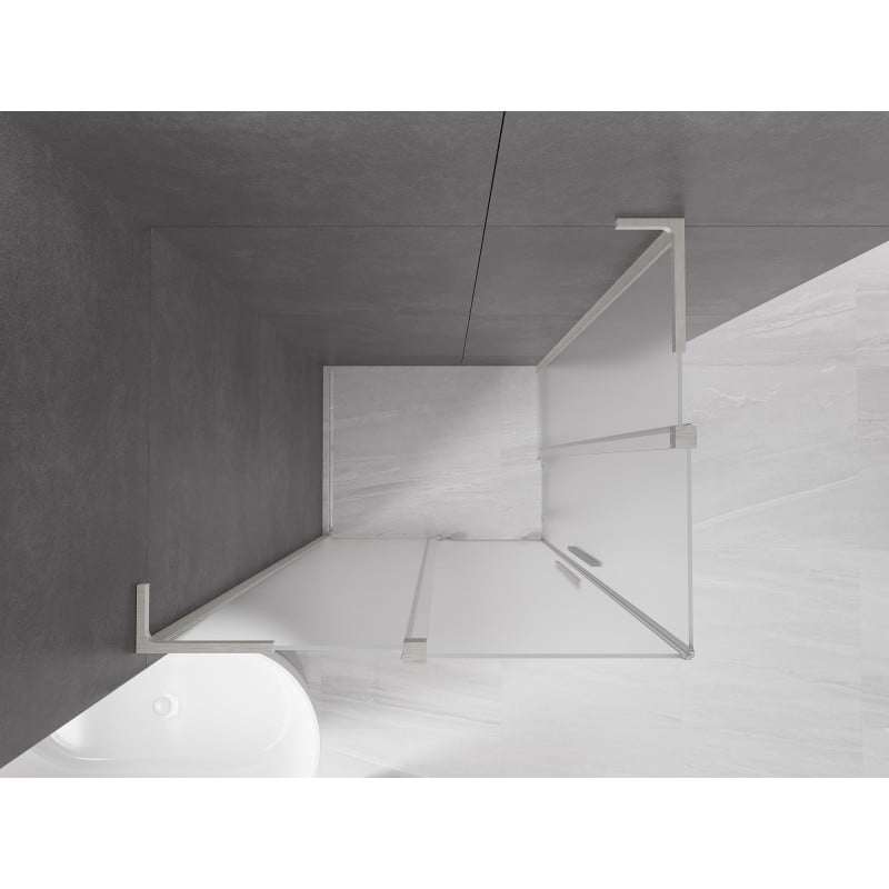 Mexen Velar L Duo kabina prysznicowa rozsuwana 90 x 80 cm, szron, nikiel szczotkowany - 871-090-080-02-33-97