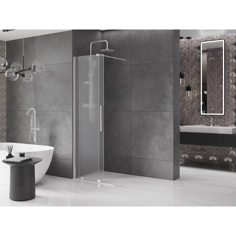 Mexen Velar ścianka prysznicowa rozsuwana Walk-in 75 x 200 cm, szron 8 mm, chrom - 871-075-000-33-01