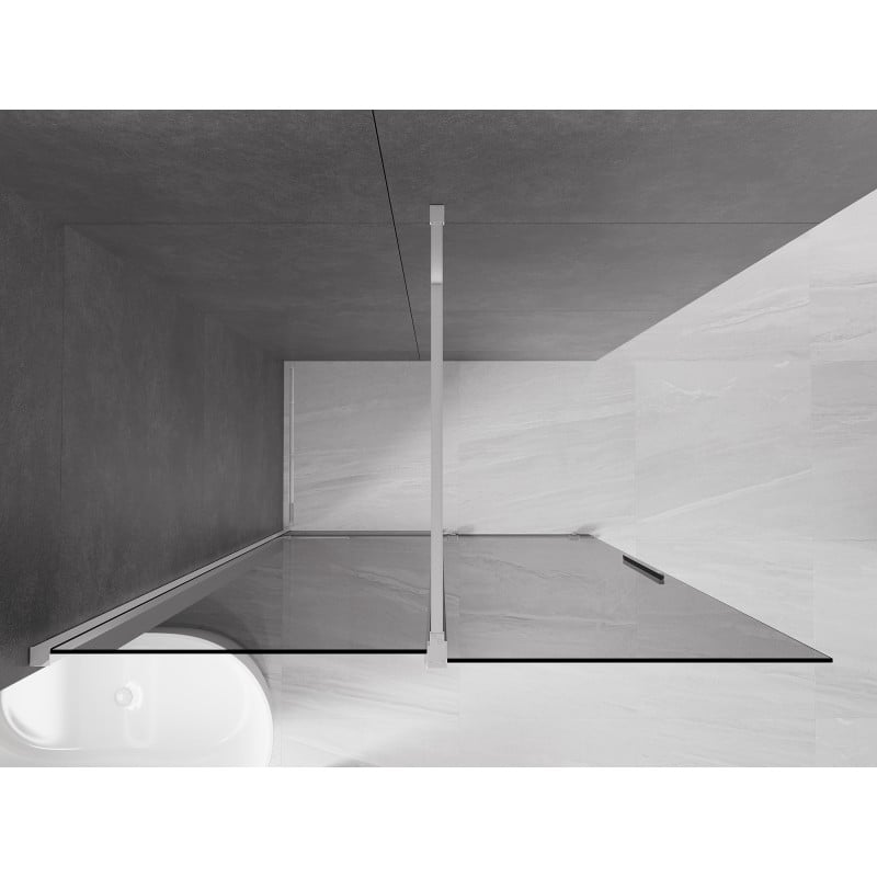 Mexen Velar ścianka prysznicowa rozsuwana Walk-in 160 x 200 cm, grafit 8 mm, chrom - 871-160-000-43-01