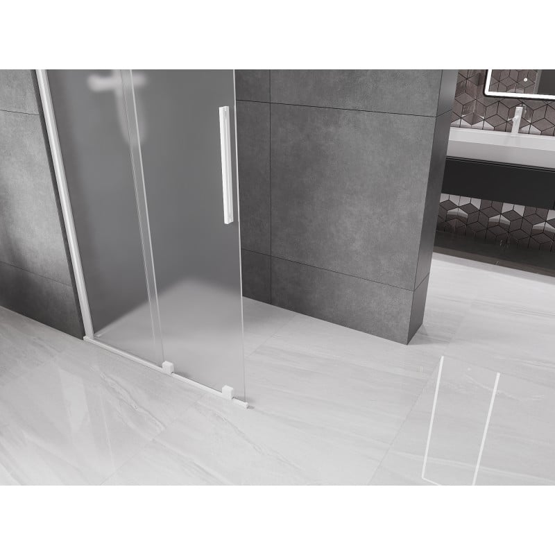 Mexen Velar ścianka prysznicowa rozsuwana Walk-in 90 x 200 cm, szron 8 mm, biała - 871-090-000-33-20