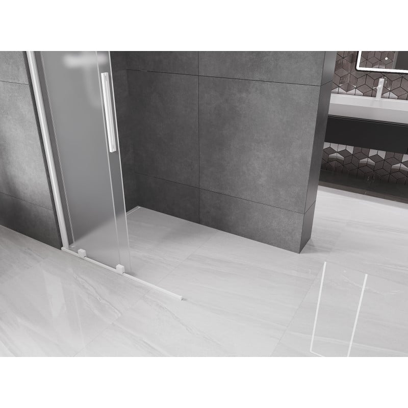 Mexen Velar ścianka prysznicowa rozsuwana Walk-in 75 x 200 cm, szron 8 mm, biała - 871-075-000-33-20