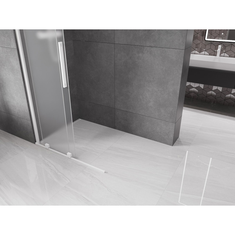 Mexen Velar ścianka prysznicowa rozsuwana Walk-in 120 x 200 cm, szron 8 mm, biała - 871-120-000-33-20