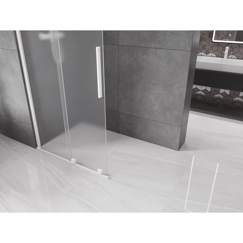 Mexen Velar ścianka prysznicowa rozsuwana Walk-in 120 x 200 cm, szron 8 mm, biała - 871-120-000-33-20