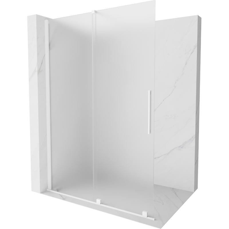 Mexen Velar ścianka prysznicowa rozsuwana Walk-in 130 x 200 cm, szron 8 mm, biała - 871-130-000-33-20