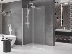 Mexen Velar ścianka prysznicowa rozsuwana Walk-in 140 x 200 cm, szron 8 mm, biała - 871-140-000-33-20