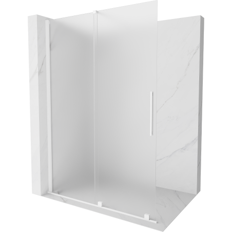Mexen Velar ścianka prysznicowa rozsuwana Walk-in 160 x 200 cm, szron 8 mm, biała - 871-160-000-33-20